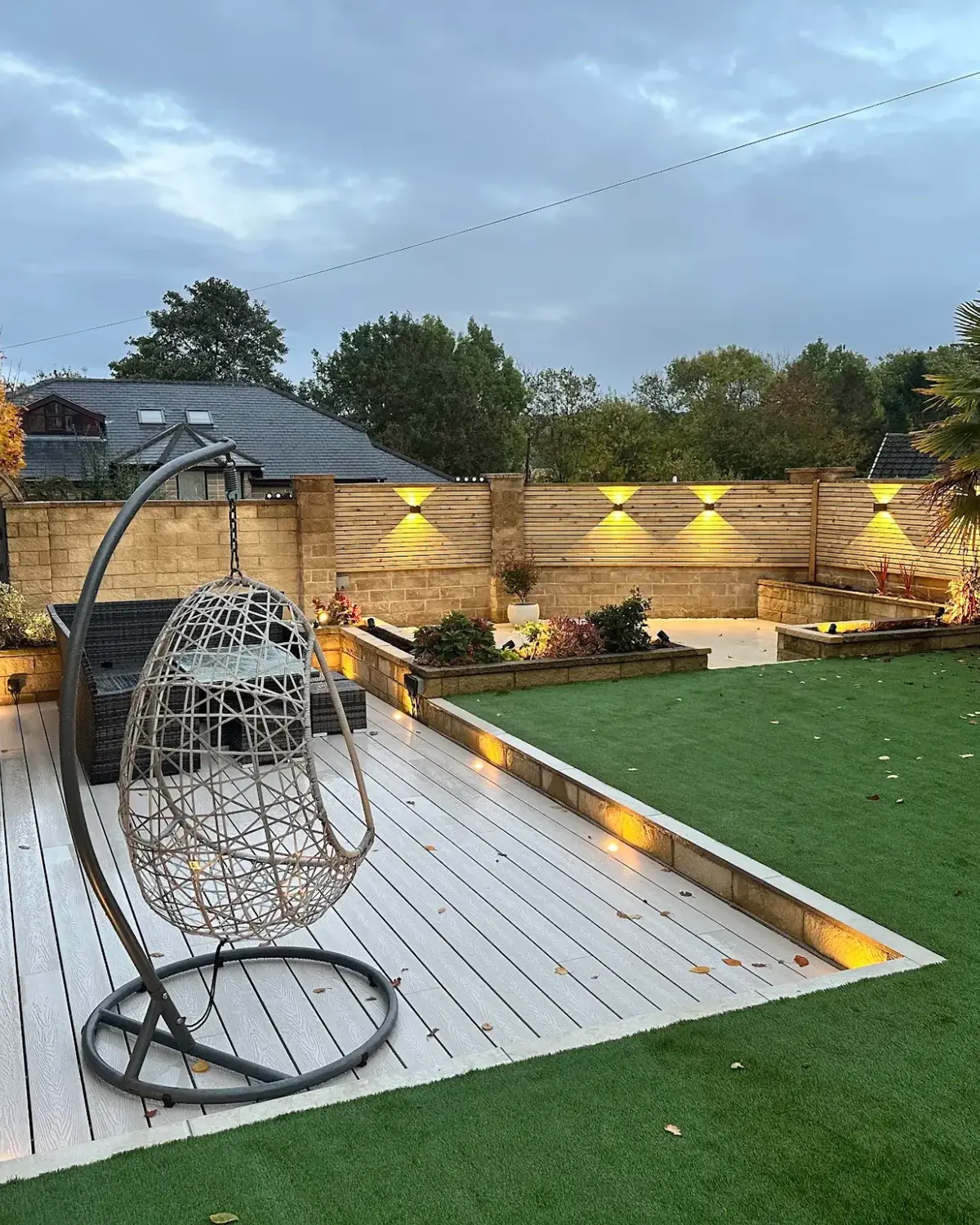 Finished garden lighting installation in Rodley, Leeds